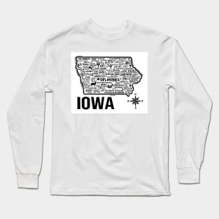 Iowa Map Long Sleeve T-Shirt